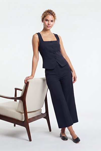 STELLA PULVIS Navy Blue High Waist Culotte Pants