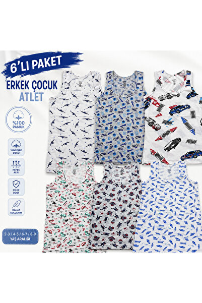 Modare 6lı erkek çocuk atlet pamuklu iç çamaşırı