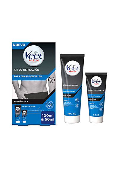 Veet Kit de epilare în 2 pași pentru bărbați, zone sensibile, 150 ml