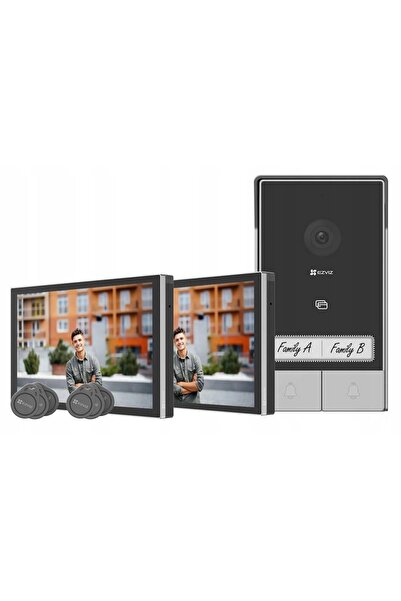 EZVIZ Interfon video WiFi pentru 2 familii, KIT HP7 cu 2 monitoare, pentru in...