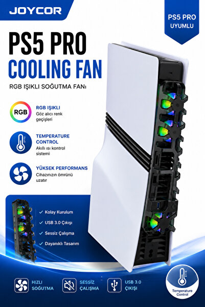 JOYCOR PS5 Pro RGB Soğutucu Fan Ünitesi – 3 Fanlı Akıllı Isı Kontrolü, RGB LE...