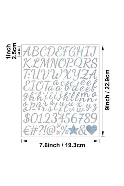 Kayra Large Size Handwritten Glittery Letter Sticker Set 2.5 cm Calligraphy A...