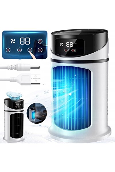 bedee Ventilator portabil de birou 4 în 1, cu răcire cu apă, USB, tip aer con...