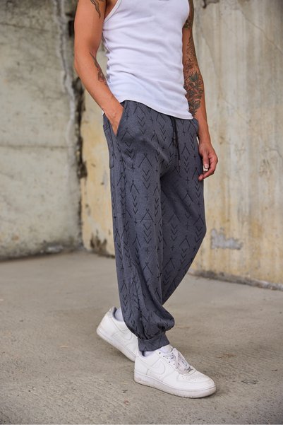 Superbluemexico Men's Ribbed Cuff Loose Baggy Trousers