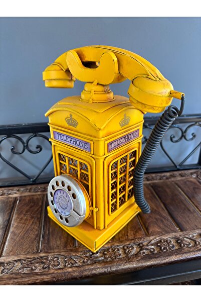 Vintage Dekoratif Metal Ahizeli Telefon Kumbara