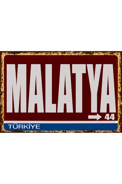 Lucena Malatya 44 Metal Duvar Tabelası Retro Vintage Dekoratif Şehir Plakası
