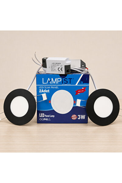 3W SİYAH KASA LED SLİM PANEL (2'Lİ SET)