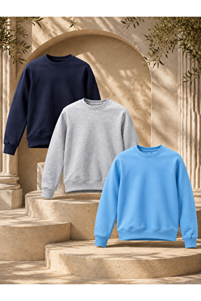 DAMGA JEANS 3 Pieces Men's 3 Thread Thick Winter Premium Sweatshirt