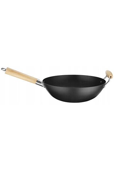 HENDI Wok din oțel carbon cu mânere din lemn 324 mm