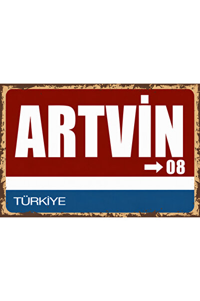 Lucena Artvin 08 Placă decorativă metalică de perete, retro vintage, cu nume ...