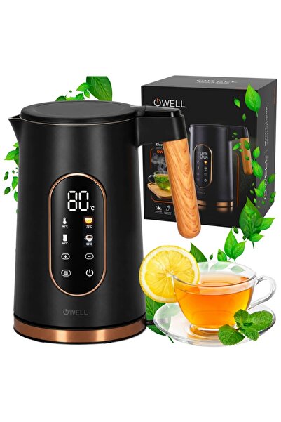 owell Fierbător electric din sticlă cu control al temperaturii, LED negru, 1,...