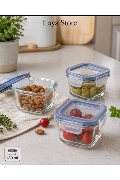 IKEA Loya Store 365+ Glass Storage Container 180 ml Square Set of 3