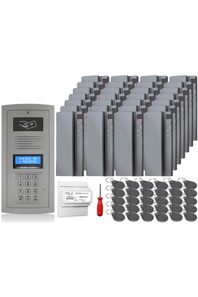 Elfon Domofon în kit OP-255R-P Montaj la suprafață Furtka 30x Unifon Gri Breloc