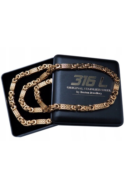 Boston Jewellery Lanț colier auriu din oțel inoxidabil 316L, 6mm