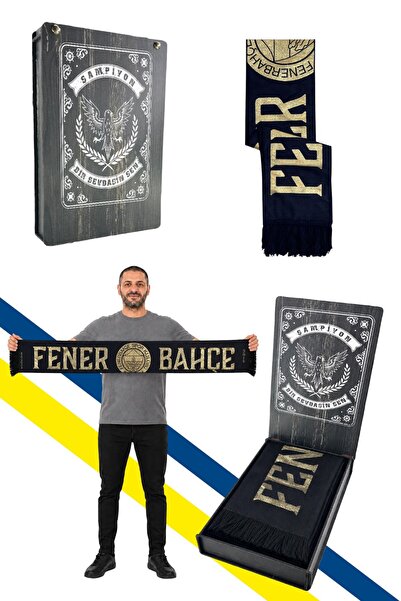 Fenerbahçe Unisex Gold Woven Scarf with Laser Box Gift