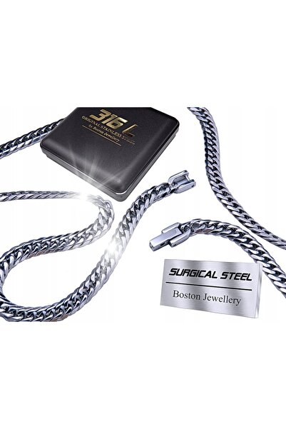 Boston Jewellery Colier cu lanț argintiu din oțel 316L, 5mm