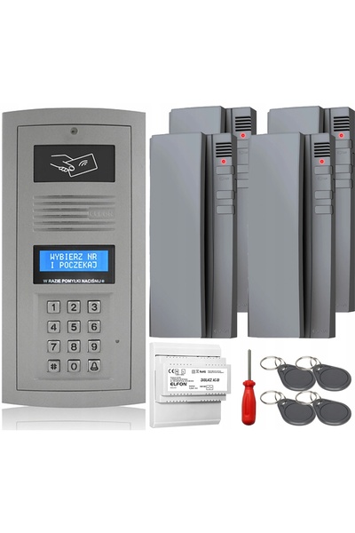 Elfon Domofon în kit OP-255R-P Montaj la suprafață Furtka 4x Unifon Gri Breloc