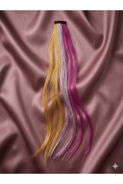 Lama Store Çıt Çıtlı Simli Saç Aksesurı/ Saç Işıltısı Yan Postiş Hair Tinsel ...