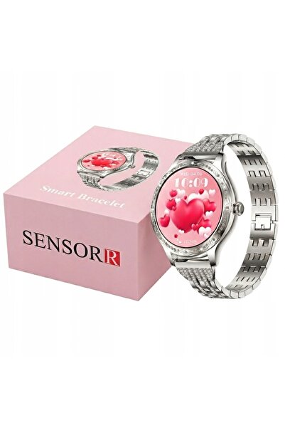SENSORR Smartwatch argintiu pentru femei, apeluri, monitorizare tensiune arte...