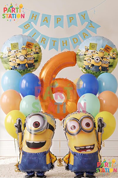 Parti Station Minions Balloon 16 Piece Set 6 Year Old Birthday Set Happy Birt...