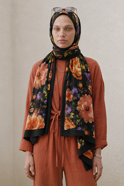 BONASERA EŞARP Women's Hijab Shawl Soft Patterned Cotton Shawl