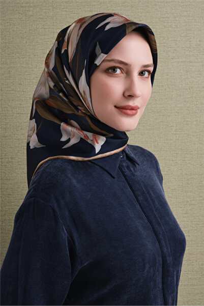 Armine Silk Scarf 2027 Winter - 9620-04 Dark Navy Blue Sura