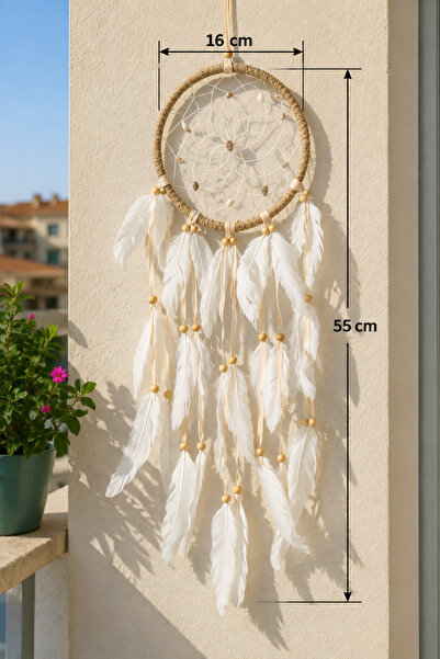 HER ŞEY NOTA www.herseynota.com Beyaz Tüylü Bohem Düş Kapanı 16 cm Kasnak 55 ...