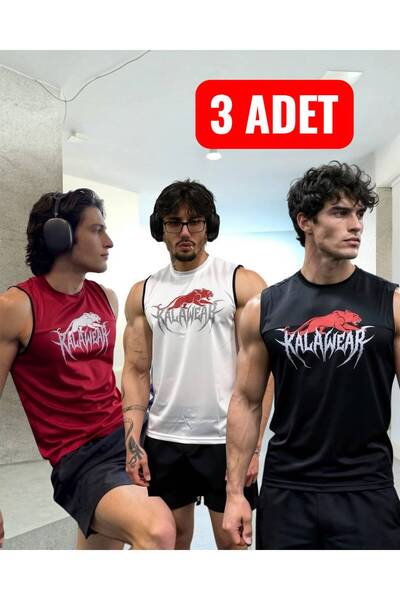 kalawear Muška 3-dijelna majica za fitnes, prozračna, tehnička, brzo sušeća, ...
