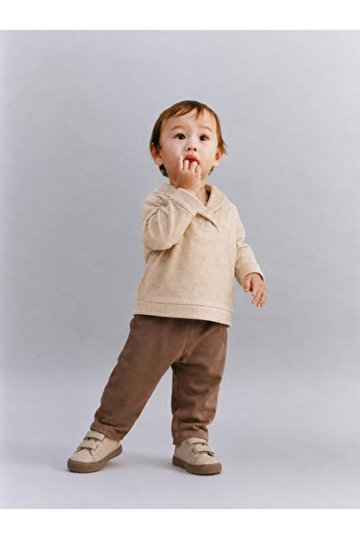 Tifina Kids Baby Boy 2-Piece Set Shawl Collar Textured Sweatshirt Casual Pant...