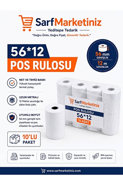 Termal Pos Rulosu 56*12m 10'*10pk 100adet