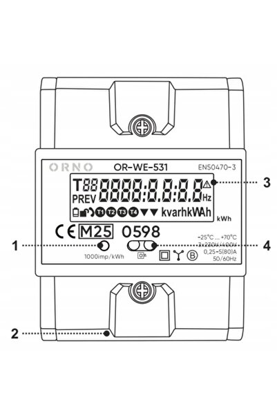 Orno CONTOR DE ENERGIE ELECTRICĂ TRIFAZAT 80A 2 CĂI MID OR-WE-531