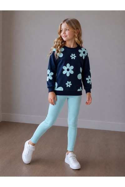 Patriko Girls' Flower-Patterned Sweatshirt and Leggings Fall Outfit Set 3-10 ...