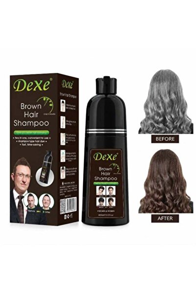 Dexe Brown Hair Color Shampoo with Natural Ingredients, 5-Minute Coverage, 400ml