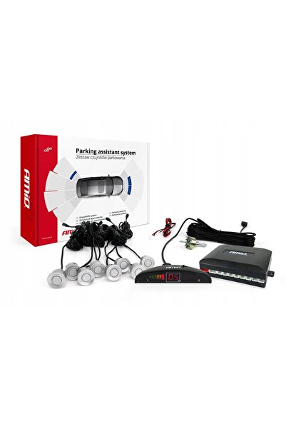 AMIO Kit senzori de parcare cu LED, 8 senzori, argintiu
