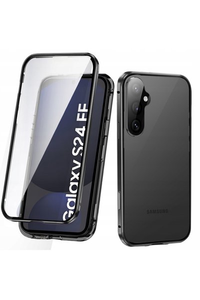 ERBORD Husă magnetică DUAL GLASS pentru Galaxy S24 FE, protecție cameră, sticlă.