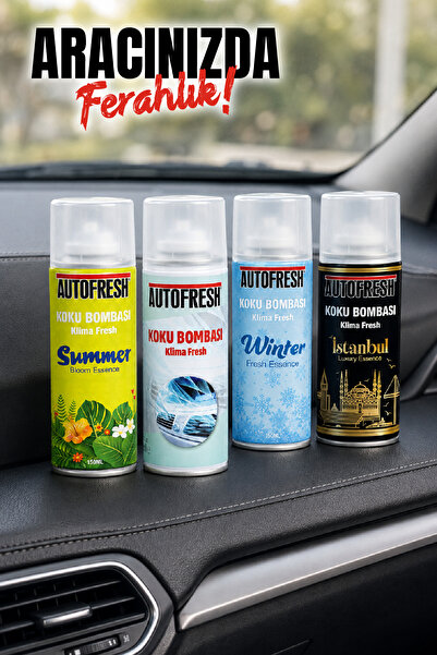AutoFresh Araç Klima Koku Bombası 4’lü Set 150 ml – Oto Klima Temizleyici ve Kötü Koku Giderici