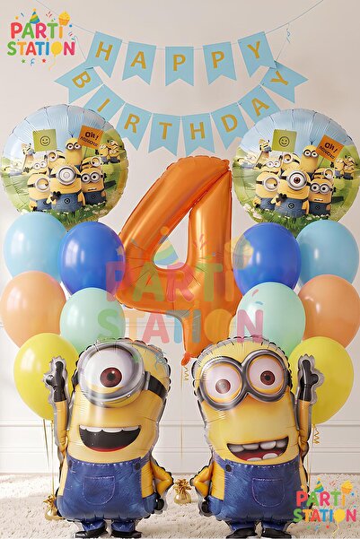 Parti Station Minions Balloon 16 Piece Set 4 Year Old Birthday Set Happy Birt...