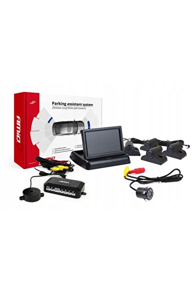 AMIO Kit senzori de parcare TFT02 4.3 " cu cameră HD-307-IR, 4 senzori, argintiu