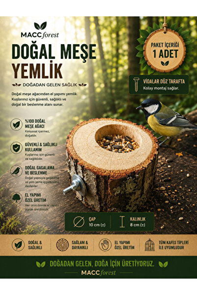 MaccForest Plastic Bird Feeder / Natural Oak Wood Bird Feeder – Wooden Feeder...