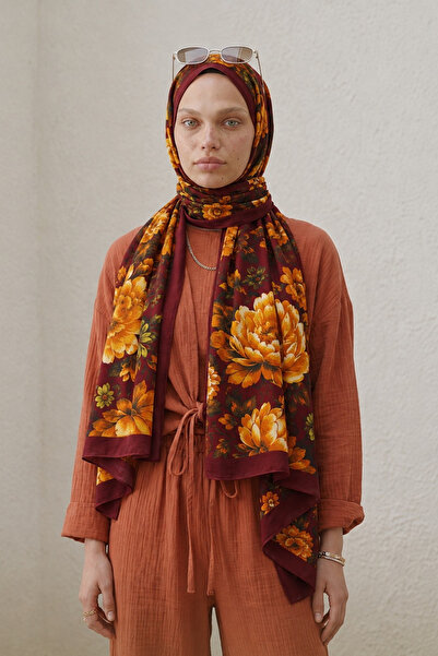BONASERA EŞARP Women's Hijab Shawl Soft Patterned Cotton Shawl