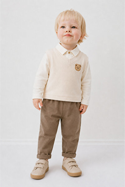 Tifina Kids Baby Boy 3-Piece Set, Embroidered Sweater, Shirt, Casual Pants, H...