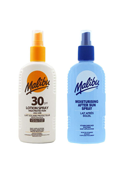 Malibu Spray rezistent la apă cu SPF30 200ml + Balsam spray după plajă 200ml