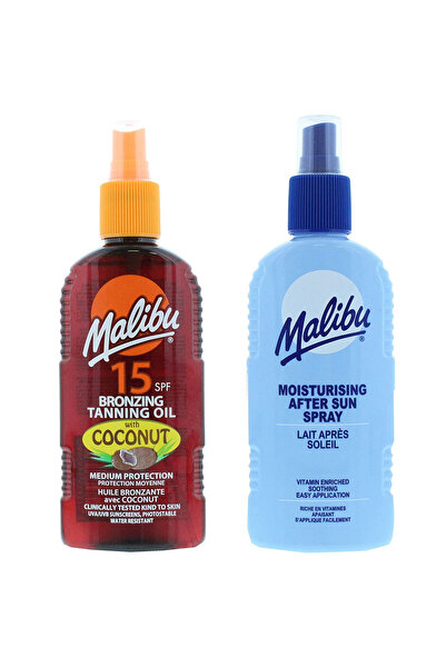 Malibu Ulei de bronzat cu cocos SPF15 200ml + Balsam spray după plajă 200ml