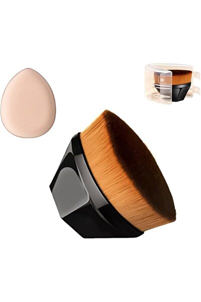 RunXStr Hexagonal Foundation Cream Brush with 60cm Makeup Sponge, Large Curve...
