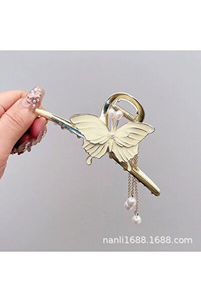 Glamluxe Gold Color Cream Butterfly Figured Pearl Dangle Metal Clasp with Pea...