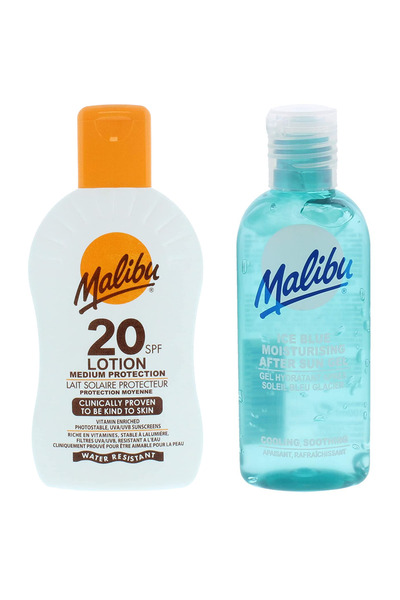 Malibu Loțiune protectoare SPF20 200ml + Gel după plajă 100ml