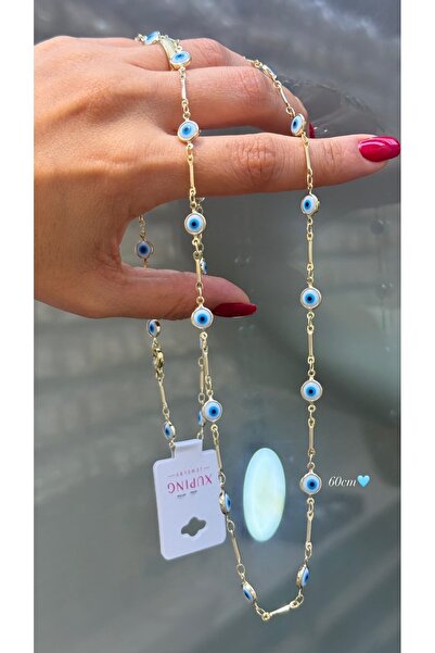 XUPING JEWELRY 14K RENGİ NAZAR BONCUKLU 60CM ÇELİK KOLYE