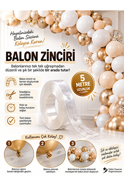 Genel Markalar 5 Metre Balon Zinciri Şeffaf Balon Kemeri Yapma Aparatı – Doğu...