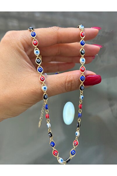 XUPING JEWELRY 14K RENGİ NAZAR BONCUKLU 45CM ÇELİK KOLYE