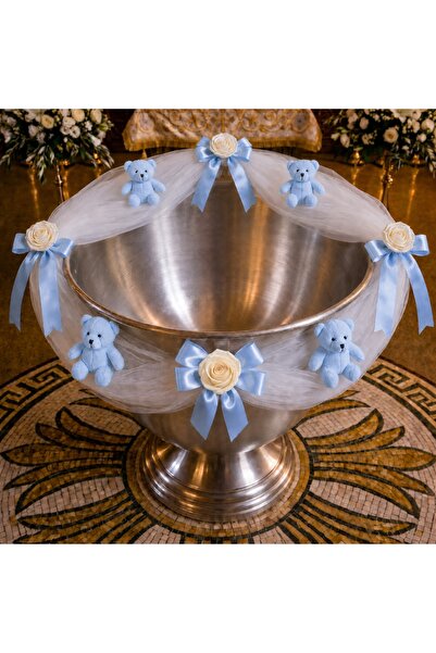 LoreBebe Decor pentru cristelnita de botez, Lore Bebe, pentru baieti, tul alb...